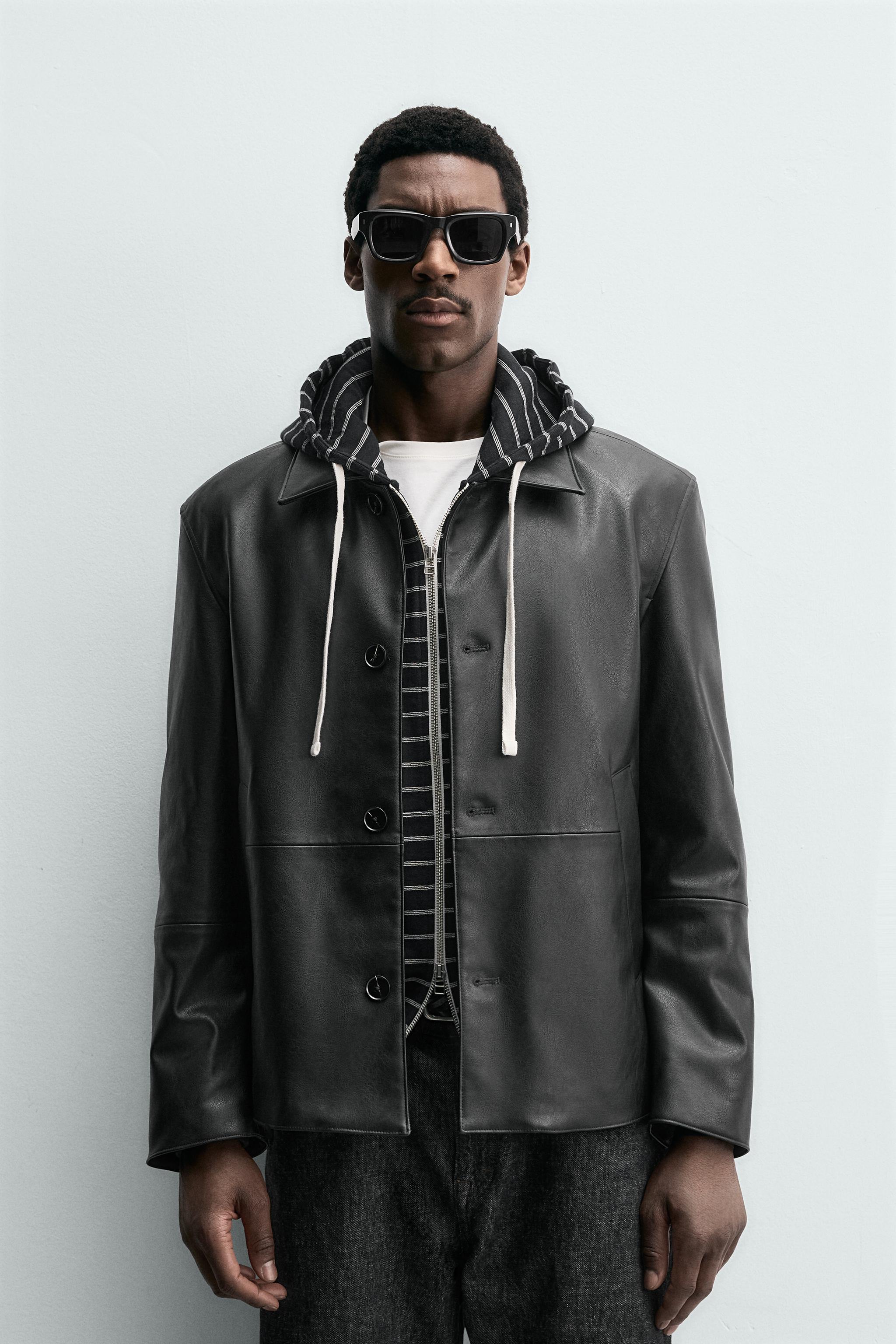 FAUX LEATHER REGULAR FIT OVERSHIRT